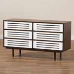 Load image into Gallery viewer, Baxton Studio Meike Mid-Century Modern Two-Tone Walnut Brown And White Finished Wood 6-Drawer Dresser
