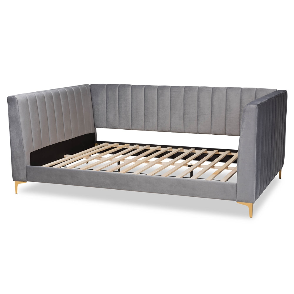 Baxton Studio Oksana Modern Contemporary Glam and Luxe Velvet Fabric Upholstered and Finished Daybed