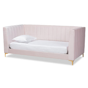 Baxton Studio Oksana Modern Contemporary Glam and Luxe Velvet Fabric Upholstered and Finished Daybed