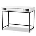 Load image into Gallery viewer, Baxton Studio Cargan Modern And Contemporary White Finished Wood And Black Metal 1-Drawer Desk
