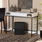 Load image into Gallery viewer, Baxton Studio Cargan Modern And Contemporary White Finished Wood And Black Metal 1-Drawer Desk
