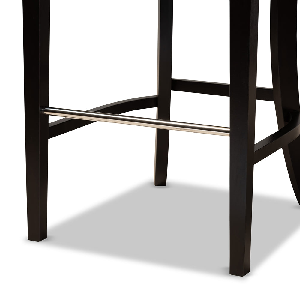 BAXTON STUDIO ALDON MODERN AND CONTEMPORARY GREY FABRIC UPHOLSTERED AND DARK BROWN FINISHED WOOD 2-PIECE BAR STOOL SET