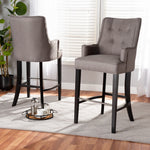 Load image into Gallery viewer, Baxton Studio Aldon Modern And Contemporary Grey Fabric Upholstered And Dark Brown Finished Wood 2-Piece Bar Stool Set
