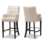 Load image into Gallery viewer, Baxton Studio Aldon Modern And Contemporary Light Beige Fabric Upholstered And Dark Brown Finished Wood 2-Piece Bar Stool Set
