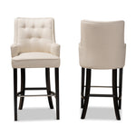 Load image into Gallery viewer, Baxton Studio Aldon Modern And Contemporary Light Beige Fabric Upholstered And Dark Brown Finished Wood 2-Piece Bar Stool Set
