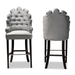 Load image into Gallery viewer, Baxton Studio Chloe Modern and Contemporary Velvet Upholstered and Dark Brown Finished Wood 2-Piece Bar Stool Set
