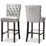 Load image into Gallery viewer, Baxton Studio Daphne Modern and Contemporary Velvet Fabric Upholstered and Dark Brown Finished Wood 2-Piece Bar Stool Set
