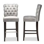 Load image into Gallery viewer, Baxton Studio Daphne Modern And Contemporary Dark Grey Velvet Fabric Upholstered And Dark Brown Finished Wood 2-Piece Bar Stool Set
