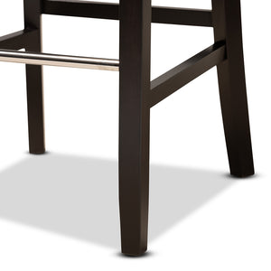 BAXTON STUDIO DAPHNE MODERN AND CONTEMPORARY DARK GREY VELVET FABRIC UPHOLSTERED AND DARK BROWN FINISHED WOOD 2-PIECE BAR STOOL SET