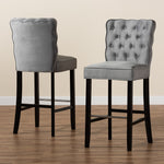 Load image into Gallery viewer, Baxton Studio Daphne Modern And Contemporary Dark Grey Velvet Fabric Upholstered And Dark Brown Finished Wood 2-Piece Bar Stool Set
