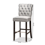 Load image into Gallery viewer, Baxton Studio Daphne Modern And Contemporary Dark Grey Velvet Fabric Upholstered And Dark Brown Finished Wood 2-Piece Bar Stool Set
