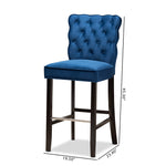 Load image into Gallery viewer, Baxton Studio Daphne Modern And Contemporary Navy Blue Velvet Fabric Upholstered And Dark Brown Finished Wood 2-Piece Bar Stool Set
