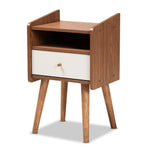 Load image into Gallery viewer, Baxton Studio Elario Mid-Century Modern Two-Tone Grey And Walnut Brown Finished Wood 1-Drawer Nightstand
