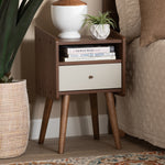 Load image into Gallery viewer, Baxton Studio Elario Mid-Century Modern Two-Tone Grey And Walnut Brown Finished Wood 1-Drawer Nightstand
