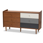 Load image into Gallery viewer, Baxton Studio Halden Mid-Century Modern Multicolor Walnut Brown And Grey Gradient Finished Wood 6-Drawer Dresser
