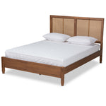 Load image into Gallery viewer, Baxton Studio Redmond Mid-Century Modern Finished Wood and Synthetic Rattan Platform Bed
