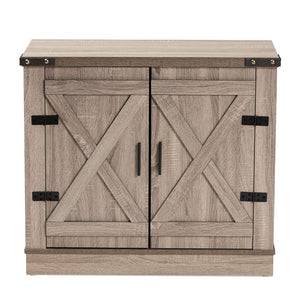 Baxton Studio Wayne Modern Contemporary Farmhouse Oak Brown Finished Wood 2-Door Shoe Storage Cabinet