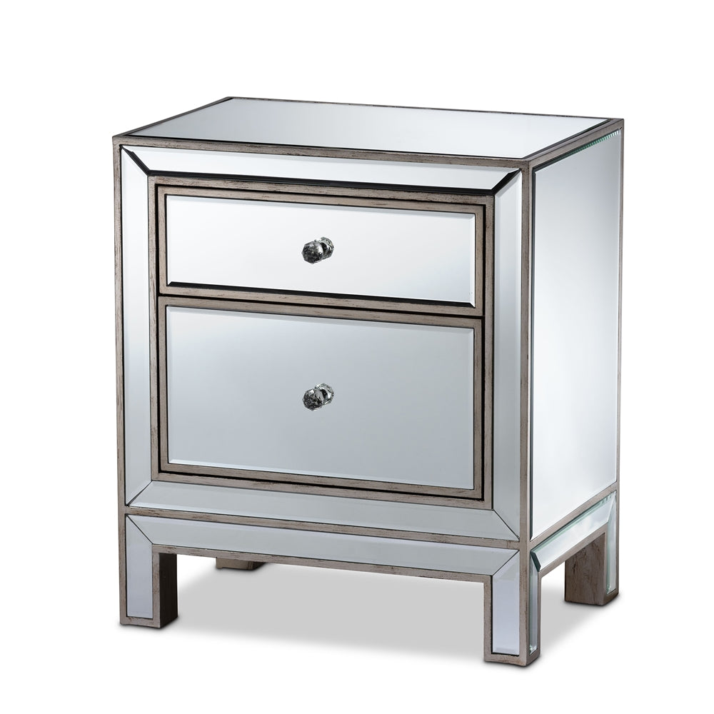 Baxton Studio Fadri Contemporary Glam and Luxe 2-Drawer Nightstand