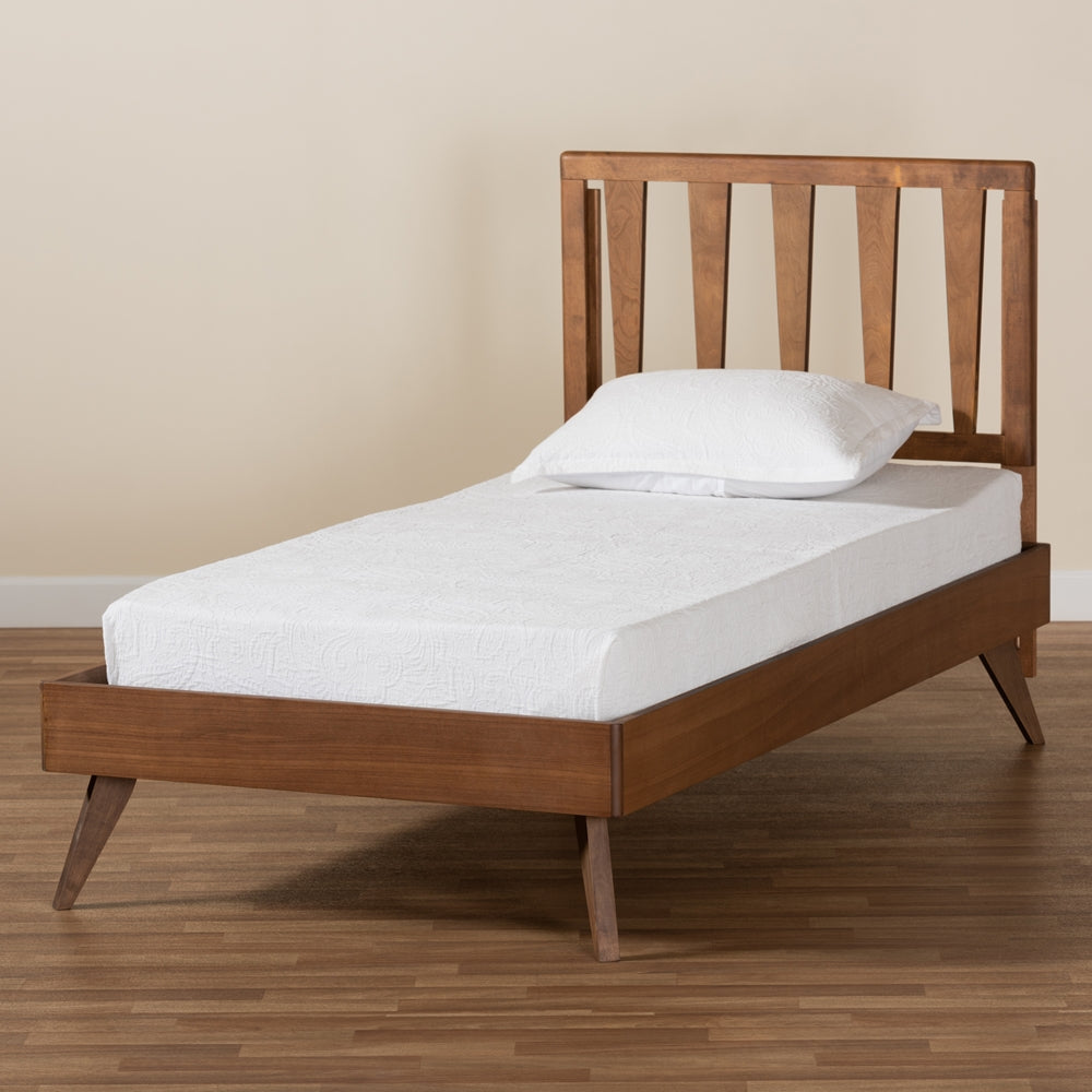 Baxton Studio Michi Modern And Contemporary Ash Walnut Finished Wood Twin Size Bed