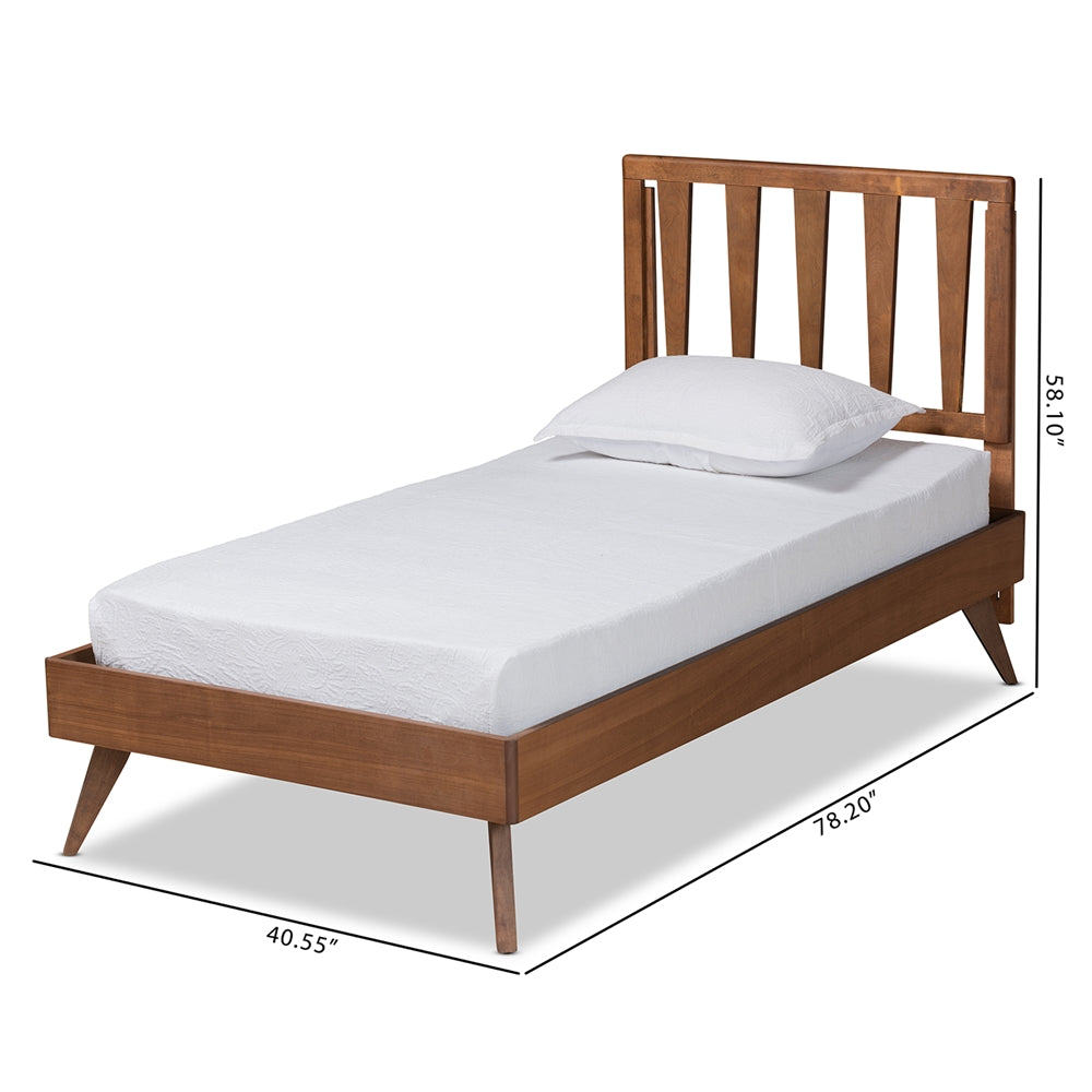 Baxton Studio Michi Modern And Contemporary Ash Walnut Finished Wood Twin Size Bed