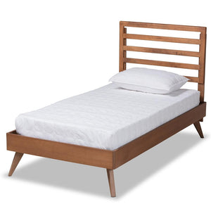 Baxton Studio Shiro Mid-Century Modern Ash Walnut Finished Wood Platform Bed