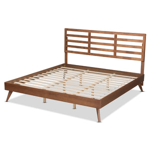 Baxton Studio Shiro Mid-Century Modern Ash Walnut Finished Wood Platform Bed