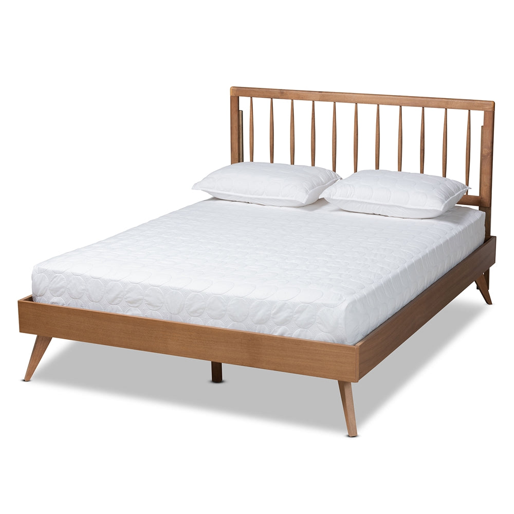 Baxton Studio Toru Mid-Century Modern Ash Walnut Finished Wood Platform Bed