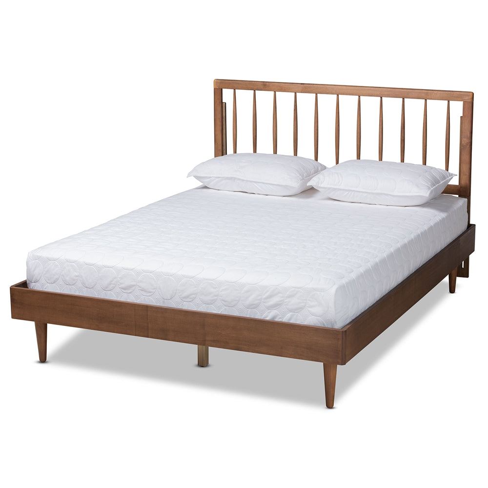 Baxton Studio Sora Mid-Century Modern Ash Walnut Finished Wood Platform Bed