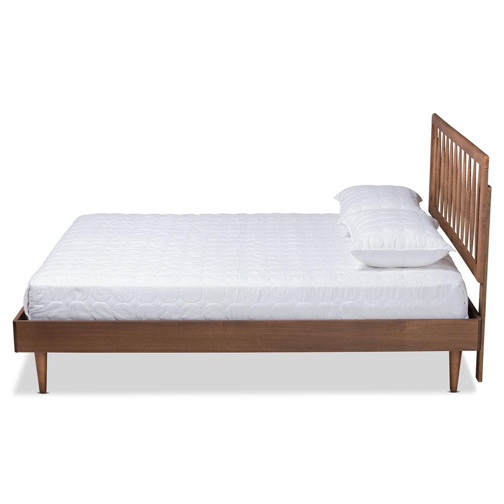 Baxton Studio Sora Mid-Century Modern Ash Walnut Finished Wood Platform Bed