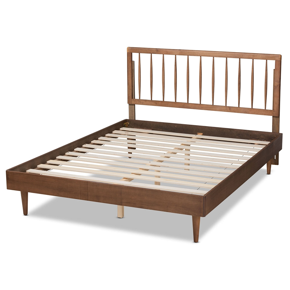 Baxton Studio Sora Mid-Century Modern Ash Walnut Finished Wood Platform Bed