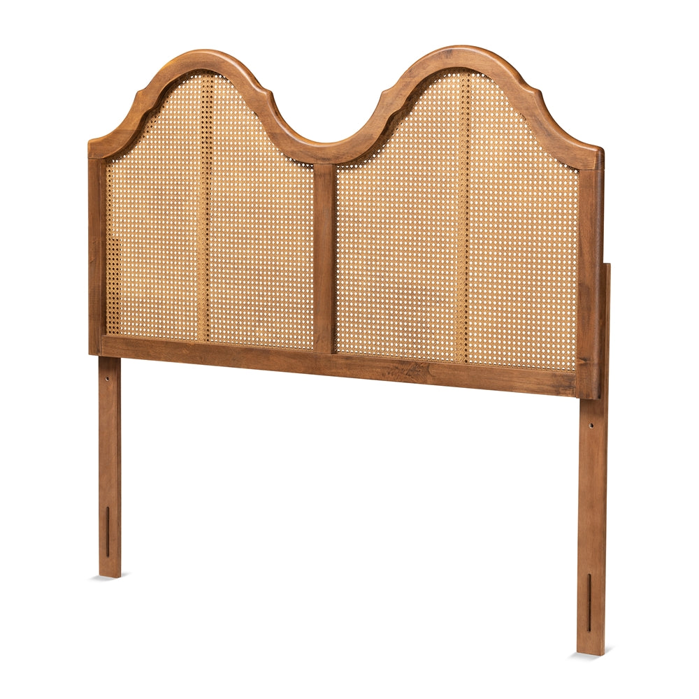 Baxton Studio Hazel Vintage Classic and Traditional  Finished Wood and Synthetic Rattan Arched Headboard