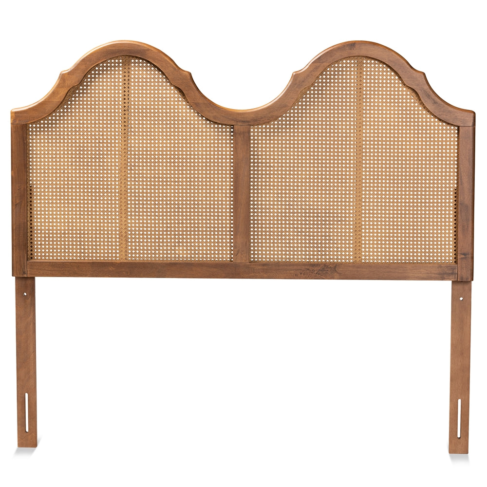 Baxton Studio Hazel Vintage Classic and Traditional  Finished Wood and Synthetic Rattan Arched Headboard