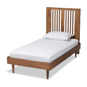 Baxton Studio Kioshi Mid-Century Modern Transitional Ash Walnut Finished Wood Platform Bed