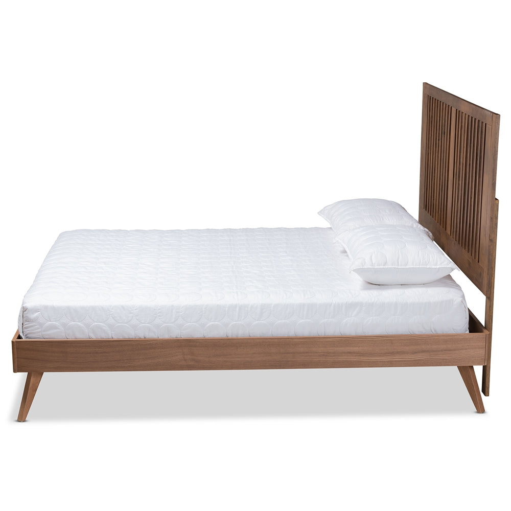 Baxton Studio Takeo Mid-Century Modern Transitional Ash Walnut Finished Wood Platform Bed