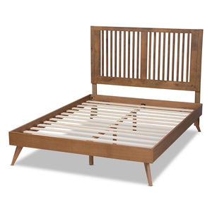 Baxton Studio Takeo Mid-Century Modern Transitional Ash Walnut Finished Wood Platform Bed