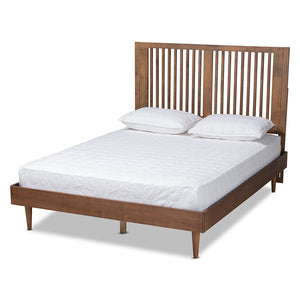 Baxton Studio Kioshi Mid-Century Modern Transitional Ash Walnut Finished Wood Platform Bed