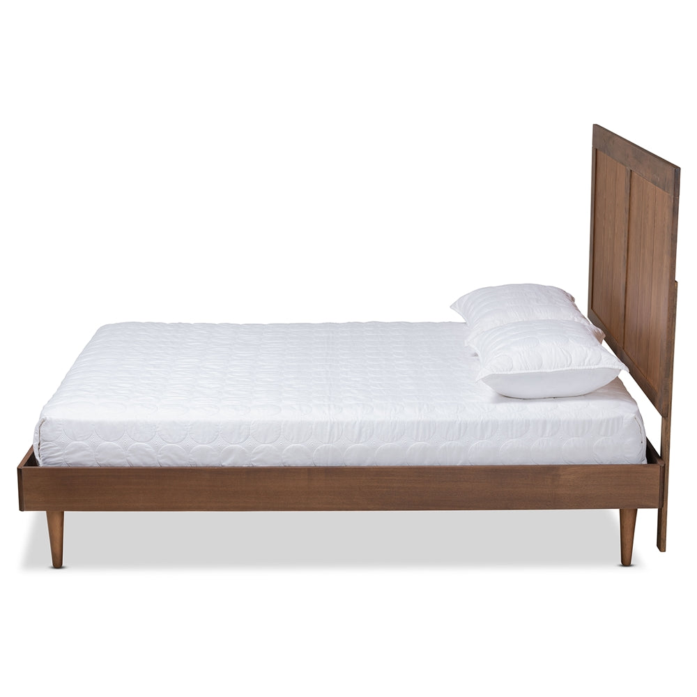 Baxton Studio Nicola Mid-Century Modern Transitional Ash Walnut Finished Wood Platform Bed