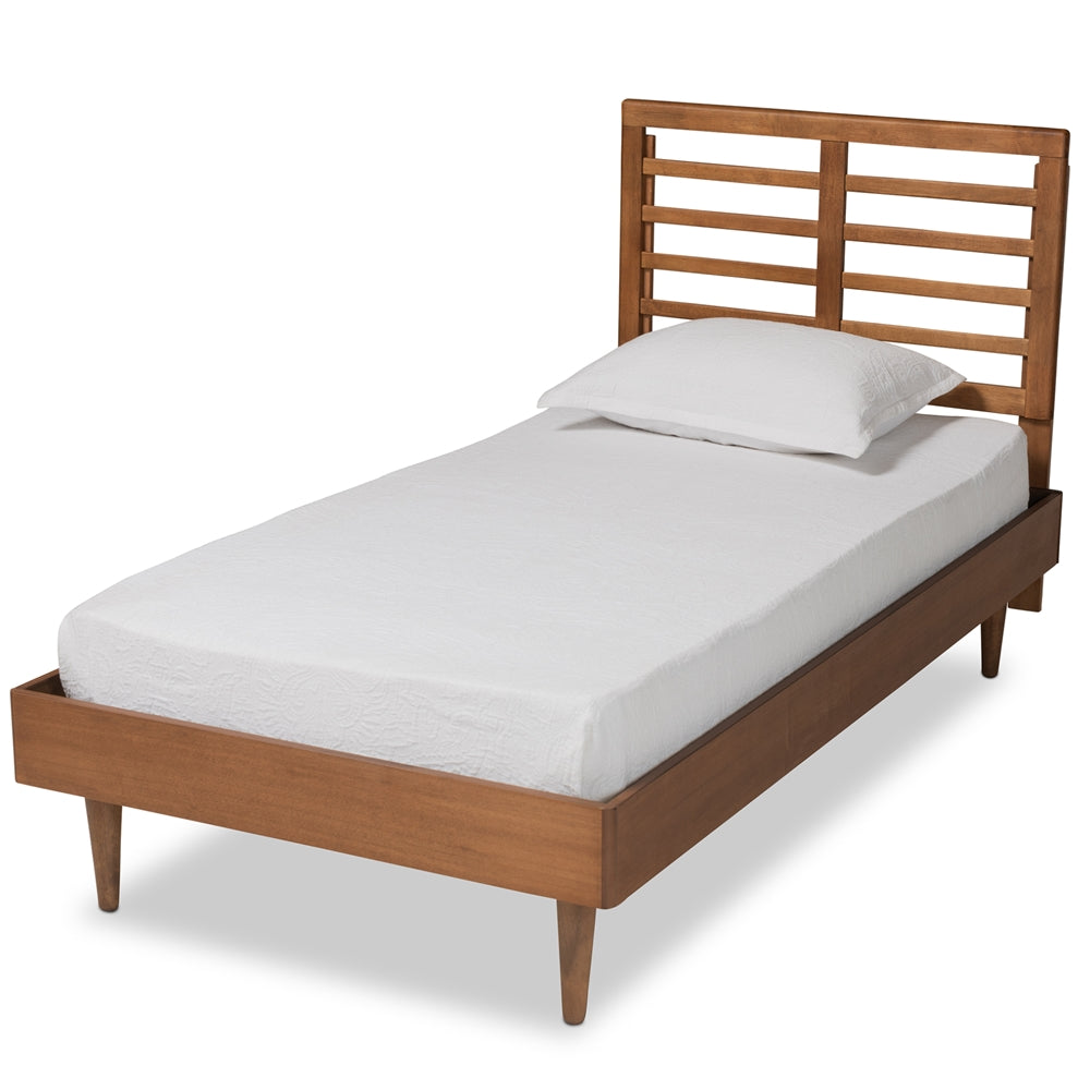 Baxton Studio Delia Mid-Century Modern Finished Wood Platform Bed