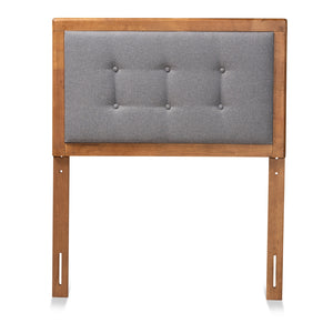 Baxton Studio Sarine Mid-Century Modern Dark Grey Fabric Upholstered And Walnut Brown Finished Wood Twin Size Headboard