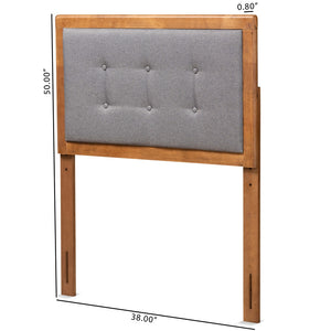 Baxton Studio Sarine Mid-Century Modern Dark Grey Fabric Upholstered And Walnut Brown Finished Wood Twin Size Headboard