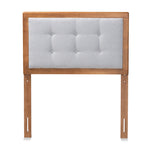 Load image into Gallery viewer, Baxton Studio Sarine Mid-Century Modern Light Grey Fabric Upholstered And Walnut Brown Finished Wood Twin Size Headboard
