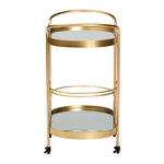 Load image into Gallery viewer, Baxton Studio Kamal Modern And Contemporary Glam Brushed Gold Finished Metal And Mirrored Glass 2-Tier Mobile Wine Bar Cart
