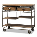 Load image into Gallery viewer, Baxton Studio Grant Vintage Rustic Industrial Oak Brown Finished Wood And Black Finished Metal 2-Drawer Kitchen Cart
