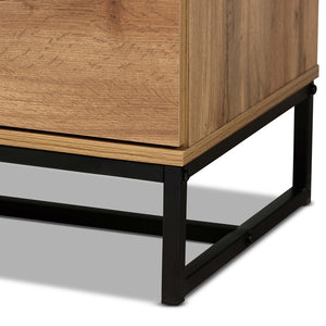 BAXTON STUDIO FRANKLIN MODERN AND CONTEMPORARY OAK FINISHED WOOD AND BLACK FINISHED METAL 5-DRAWER BEDROOM CHEST