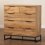 Load image into Gallery viewer, Baxton Studio Franklin Modern And Contemporary Oak Finished Wood And Black Finished Metal 5-Drawer Bedroom Chest
