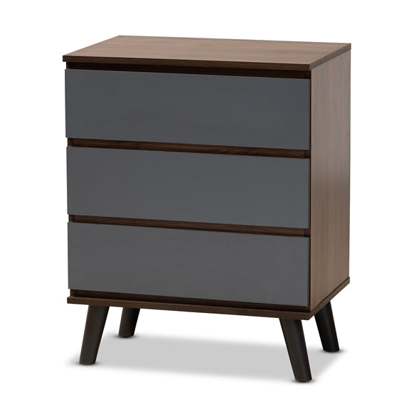 Baxton Studio Roldan Modern and Contemporary Two-Tone Finished Wood 3-Drawer Bedroom Chest