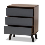 Load image into Gallery viewer, Baxton Studio Roldan Modern And Contemporary Two-Tone Walnut And Grey Finished Wood 3-Drawer Bedroom Chest
