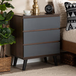 Load image into Gallery viewer, Baxton Studio Roldan Modern And Contemporary Two-Tone Walnut And Grey Finished Wood 3-Drawer Bedroom Chest
