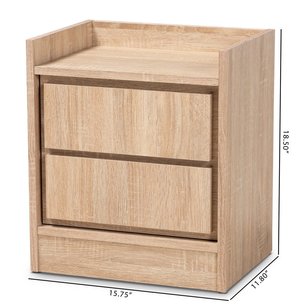 Baxton Studio Hale Modern And Contemporary Oak Finished Wood 1-Door Nightstand