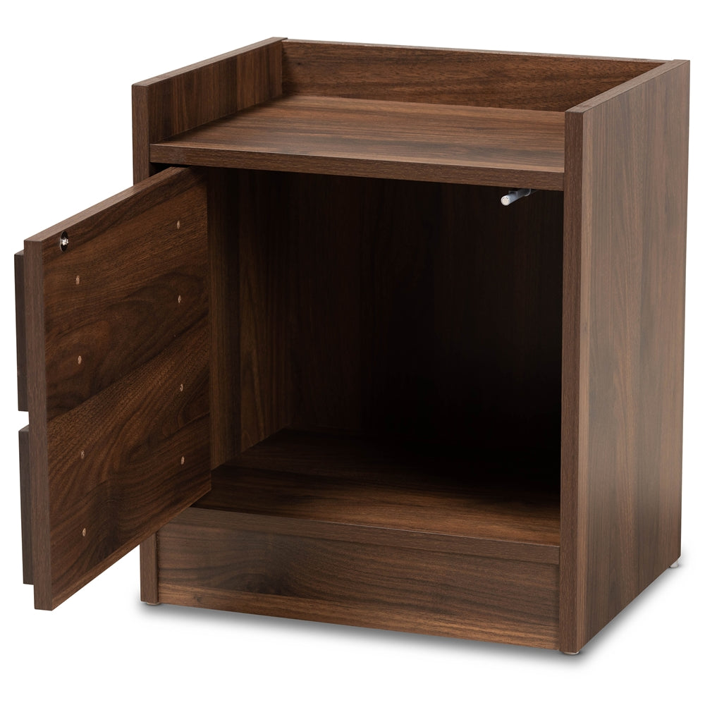 Baxton Studio Hale Modern And Contemporary Walnut Brown Finished Wood 1-Door Nightstand